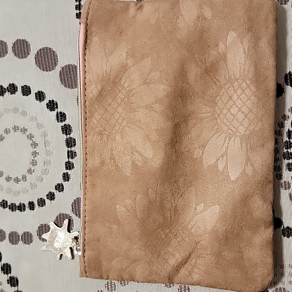 Ipsy Brown Sunflower Print n Pull Tag Cosmetic Makeup Glam Bag Accessories Pouch - Picture 2 of 3
